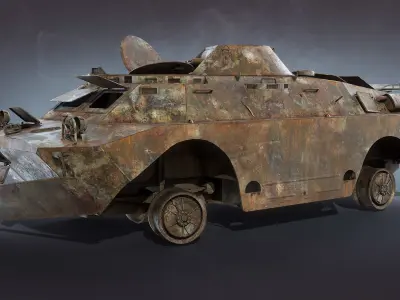 BRDM-2 Burnt Low-poly 3D model