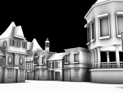FRENCH CITY 1800s Low-poly 3D model