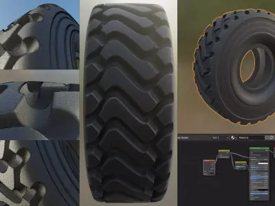 Wheel Loader Tyre High Poly Version 3D model