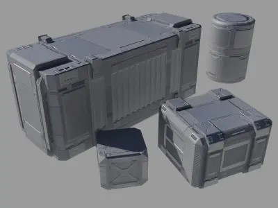 Containers pack Low Poly ver 1 Low-poly 3D model