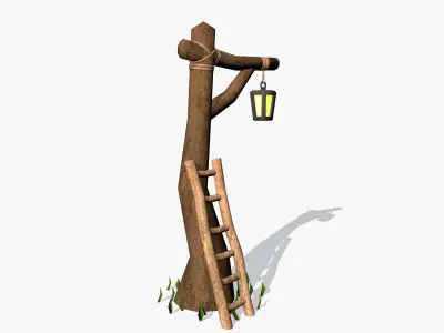 Cartoon Tree Lantern 3D model
