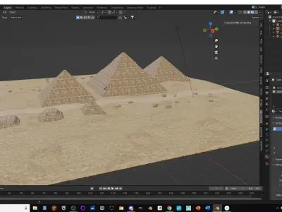 The Pyramids at Giza Low-poly 3D model