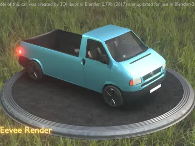 City Car 56 Commercial Pickup 3500 Type-C Blue Low-poly 3D model