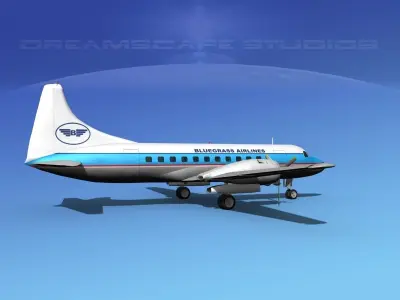 Convair CV-340 Bluegrass Airlines 3D model