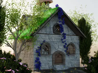 3D Forest Cottage Detailed House and Nature Scene 3D model