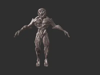 Darkoid reptile humanoid monster statue 4 poses included 3D model