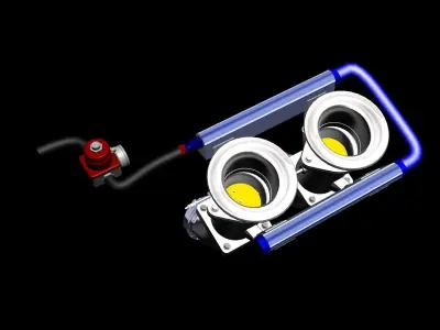 ITB intake system Peripheral ports Rotary engine Low-poly 3D model