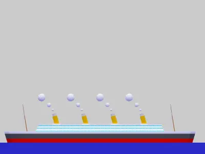 Low Poly Simple Cartoon Titanic Low-poly 3D model