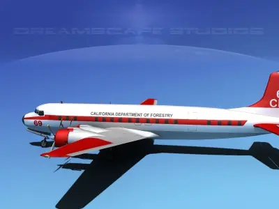 Douglas DC-7C Braniff Intl 3D model