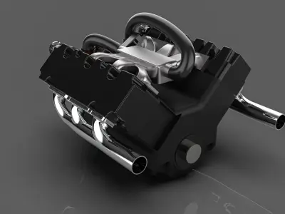 v6 engine 3D model