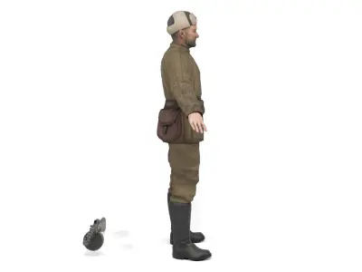 Soviet soldier Low-poly 3D model