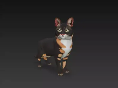 Cat Realistic 3D Model - Low Poly Realistic  Low-poly 3D model
