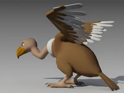 Vulture Toon Animated Low-poly 3D model