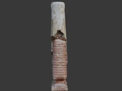 Damaged Antique Column 3D Scan Low-poly 3D model
