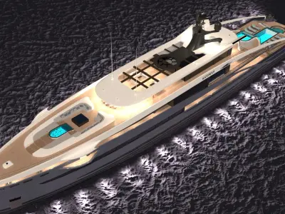 MaxiMax Superyacht Night Scene 3D model