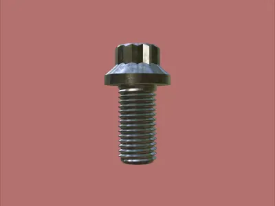 Steel Stained M6 12 Point Bolt 4K PBR 3D model
