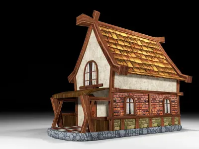 medieval old house Low-poly 3D model