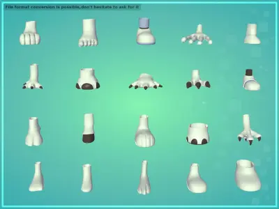 Cartoon Feet Pack Low-poly 3D model