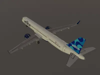 Jetblue airbus a321neo 3d model with cockpit  Low-poly 3D model