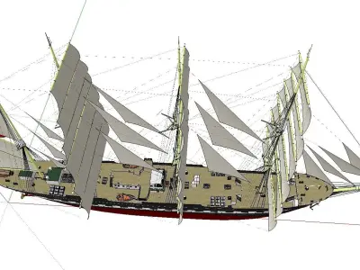 Russian Ship Kruzenshtern Low-poly 3D model