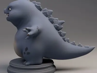 Godzilla statue Low-poly 3D model
