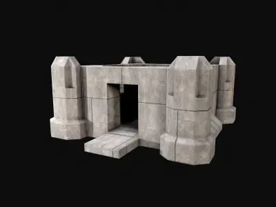 Military Concrete Bunker Base 7 Low-poly 3D model