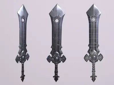 Silver sword 3D low poly model Low-poly 3D model