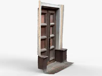 Photorealistic 3D scan of Old Wooden Door Low-poly 3D model