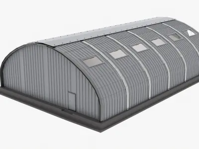 Arched hangar Free low-poly 3D model