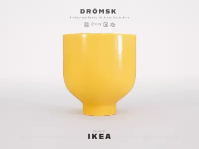 IKEA Dromsk Minimalist Yellow Flower Pot Free low-poly 3D model