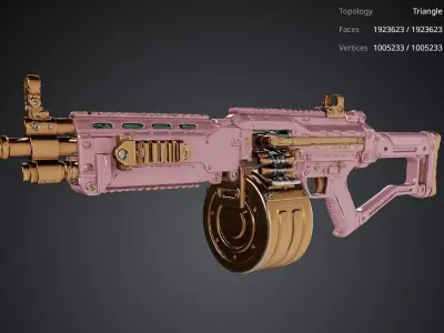 Pink Futuristic Gun 3D model
