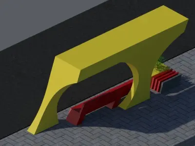 Modern bus station 02 3D model