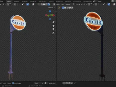  VINTAGE GULF GASOLINE SERVICE POST 3D model