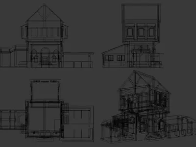 Medieval Big House Low-poly 3D model