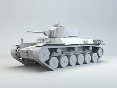Low Poly Type 1 Chi He medium tank Low-poly 3D model