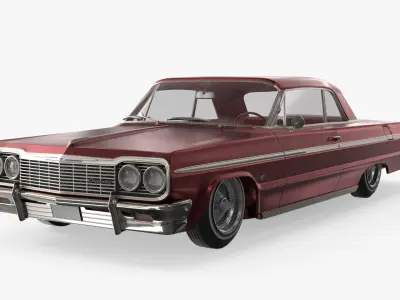 Chevrolet Impala Lowrider 1964 with Dropped Stance Pearl Red 3D model