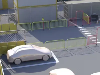 Yellow Barrier Fence Low-poly 3D model