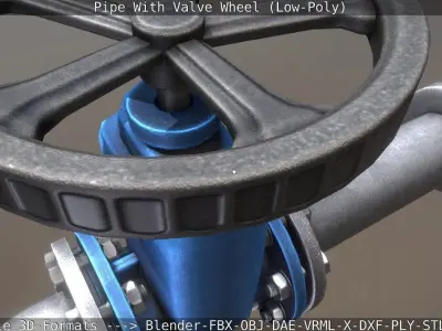 Pipe With Valve Wheel Low-Poly Low-poly 3D model