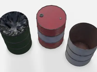 Barrels Asset 03 Low-poly 3D model