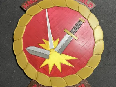 1900 HMS Thunderchild Gun Tampion Ships Badge Wall Plaque 3D print model