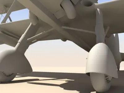 Fiat CR42 Falco Fighter Bi-Plane 3D model