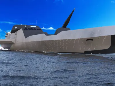 Blue Shark Frigate Rigged 3D model