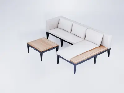 Low Poly Garden Lounge Set - Modular Outdoor 3D model