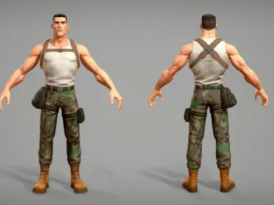 Cartoon male character Soldier Stan  Low-poly 3D model