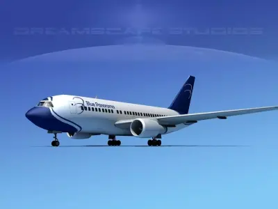 Boeing 767-200ER Blue Panorama 3D model