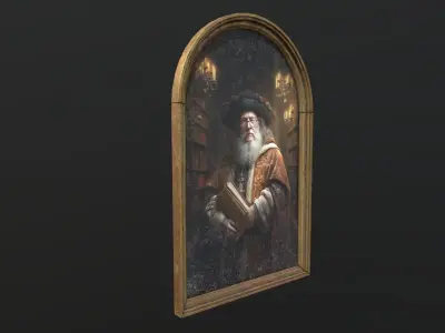 Old Portrait Painting of Wizard Low-poly 3D model