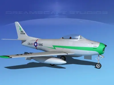 North American F-86 Sabre Jet V23 Col ANG 3D model