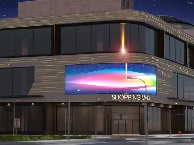 Commercial Shopping Center Night 3D model