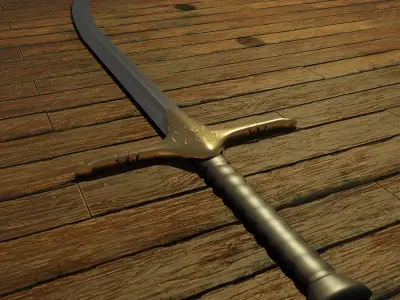 Middle eastern curved sword 3D model