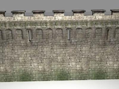 Medieval Wall Low-poly 3D model